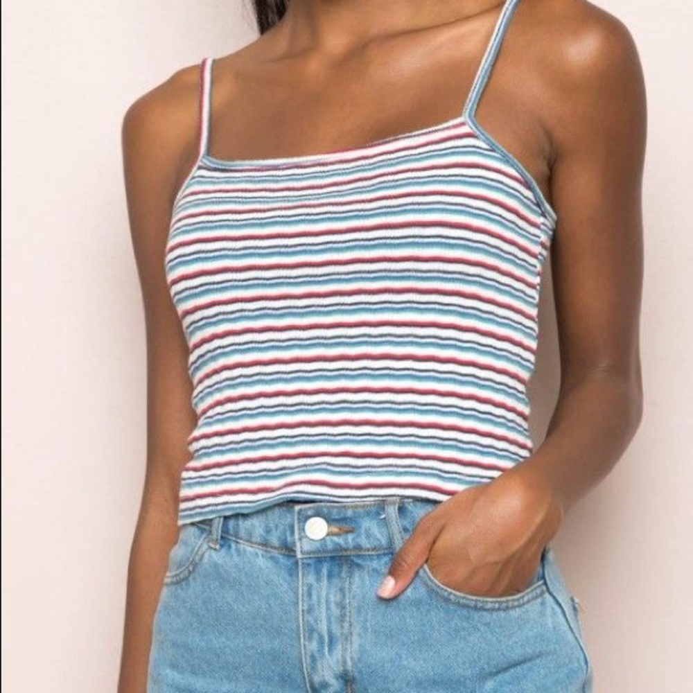 Brandy Melville Multi Colored Striped Tank Top